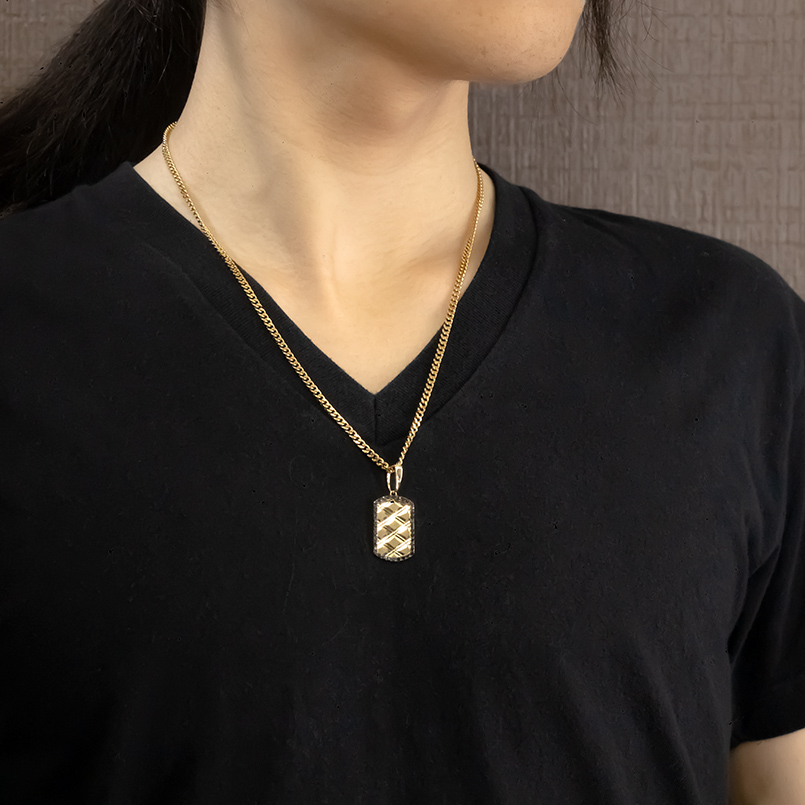 18金 ネックレス ペンダントトップ メンズ ブラックダイヤモンド ゴールド 18k トップ ペンダントヘッド プレート シンプル あすつく 送料無料 セール saleの画像