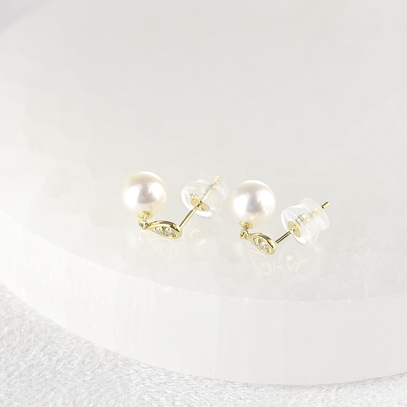 18金 ピアス パール レディース ダイヤモンド ペア ゴールド 18k アコヤ あこや真珠 フォーマル 本真珠 ツユ ドロップ イエローゴールドK18 あすつく 送料無料の画像