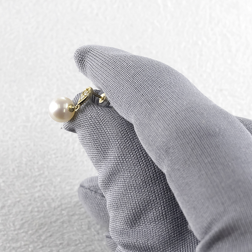 18金 ピアス パール レディース ダイヤモンド ペア ゴールド 18k アコヤ あこや真珠 フォーマル 本真珠 ツユ ドロップ イエローゴールドK18 あすつく 送料無料の画像