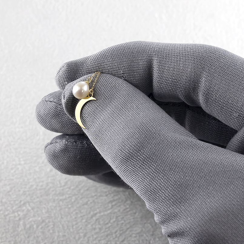 18金 ピアス ペア パール 月 揺れる ゆれる ゴールド 18k アコヤ あこや真珠 フォーマル 本真珠 金 シンプル 三日月 ミラーボール 男女兼用 あすつく 送料無料の画像