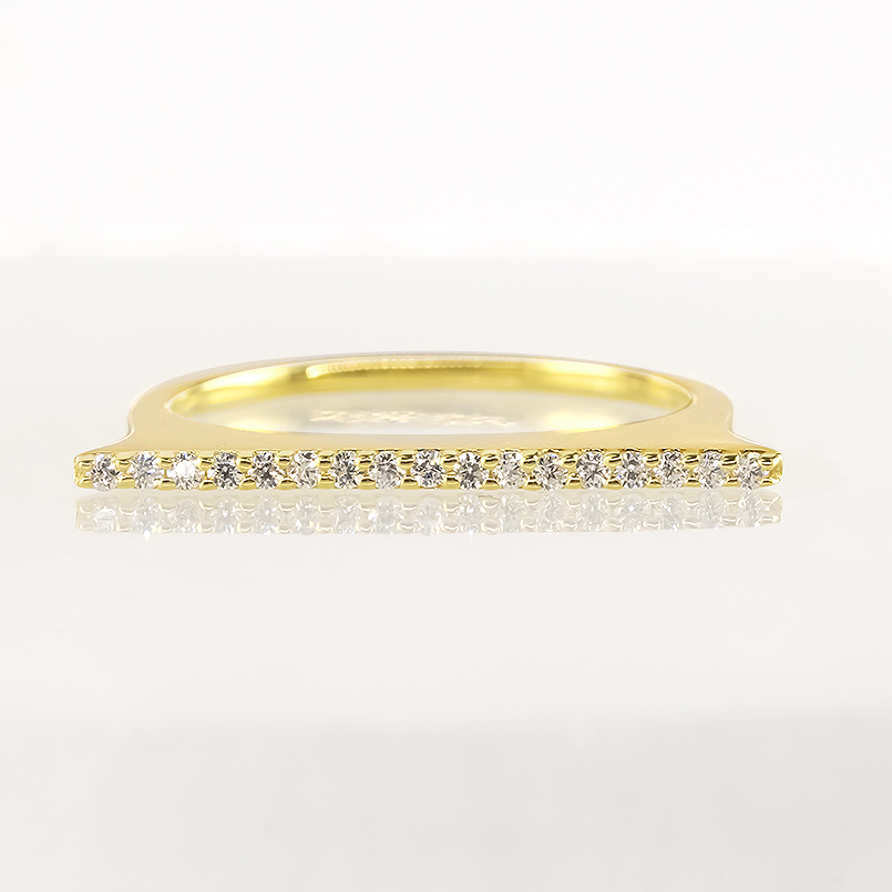 18金 ピンキーリング レディース ダイヤモンド 0.14ct 細め ゴールド 18k 一文字リング ストレート シンプル リング 婚約指輪 おしゃれ 送料無料 セール saleの画像