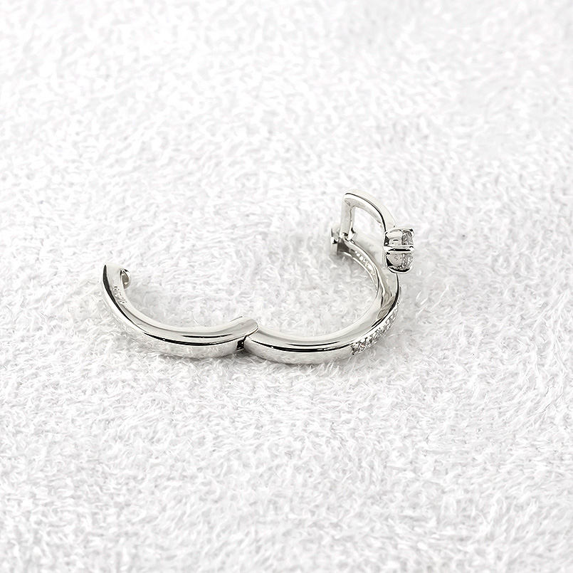イヤーカフ プラチナ ダイヤモンド 0.2ct 2連 中折れ式 片耳 pt900 イヤークリップ イヤカフ シンプル おしゃれ 男女兼用 あすつく 送料無料 セール saleの画像
