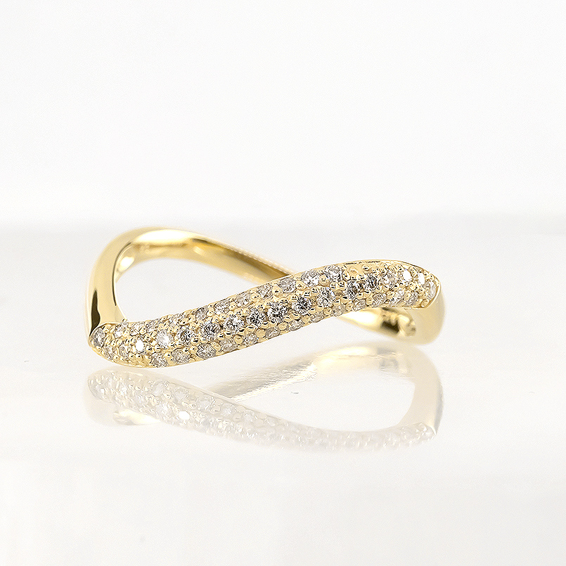 18金 リング レディース ダイヤモンド 0.2ct 12号 パヴェ 指輪 ゴールド 18k ピンキーリング 婚約指輪 おしゃれ 豪華 ダイヤ あすつく 送料無料 セール saleの画像