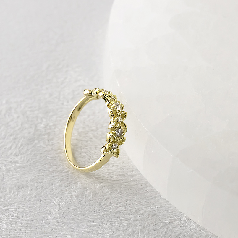 【１着でも送料無料】 小 くさかっ ダイヤモンド3連花フラワー 繊細 1 ゴールド14K 20 アクセサリー