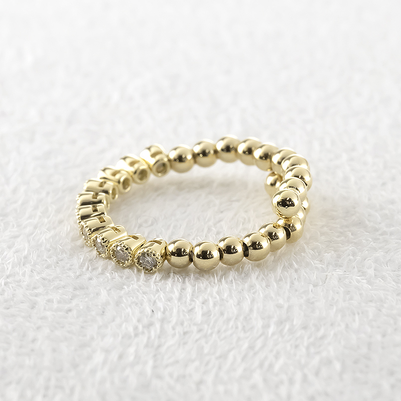 18金 リング ダイヤモンド レディース フリーサイズ 形状記憶 簡単着脱 ボール 金 イエローゴールド 18k 指輪 ピンキー 婚約指輪 あすつく 送料無料 セール saleの画像