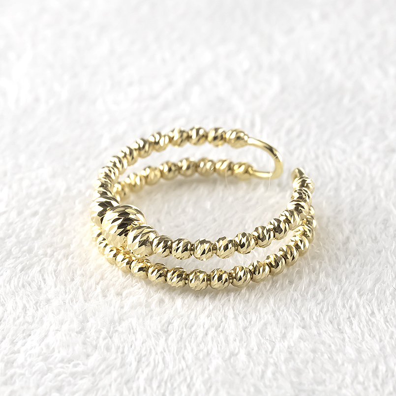 18金 リング レディース 2連 フリーサイズ 簡単装着 ミラーボール ゴールド 18k 指輪 ストッパー 婚約指輪 ピンキーリング おしゃれ 送料無料 セールの画像