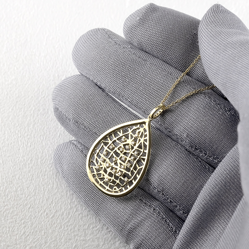 18金 ネックレス ダイヤモンド 大ぶり ペンダントトップ ゴールド 18k ドロップ トップ ツユ ヘッド シンプル 人気 男女兼用 送料無料 セール saleの画像