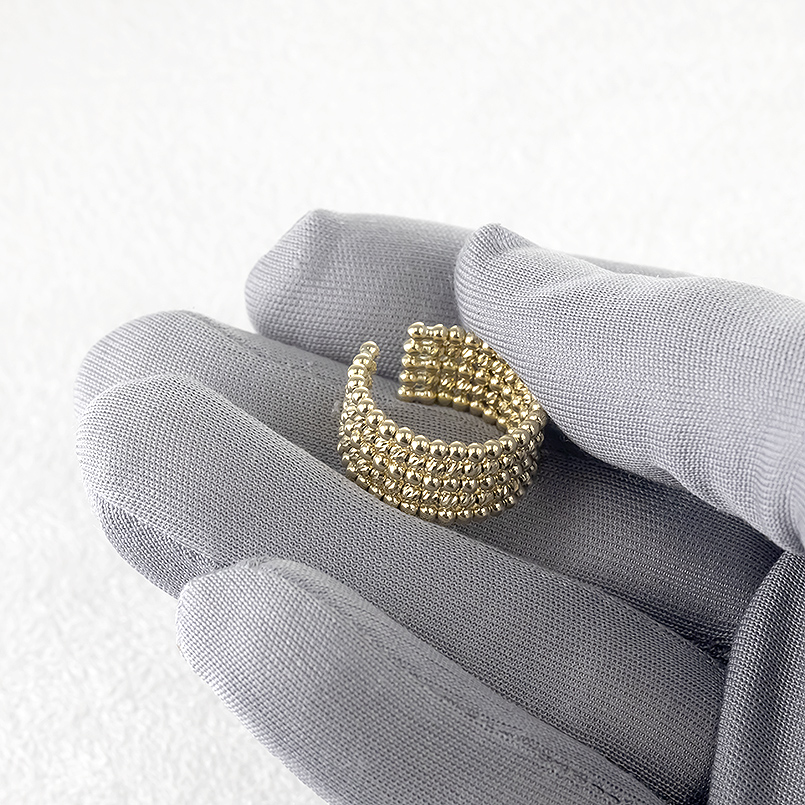 K18YG/WG/PG リング ミラーボール 形状記憶リング フリーサイズ 3連