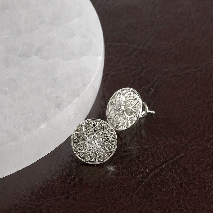 プラチナ ピアス レディース ダイヤモンド 0.2ct ペア pt900 キャッチのいらないピアス キャッチナッシャー 簡単装着 花 フラワー あすつく 送料無料 セールの画像