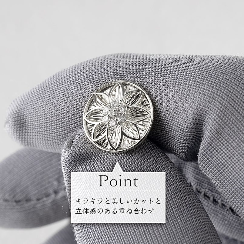 プラチナ ピアス レディース ダイヤモンド 0.2ct ペア pt900 キャッチのいらないピアス キャッチナッシャー 簡単装着 花 フラワー あすつく 送料無料 セールの画像