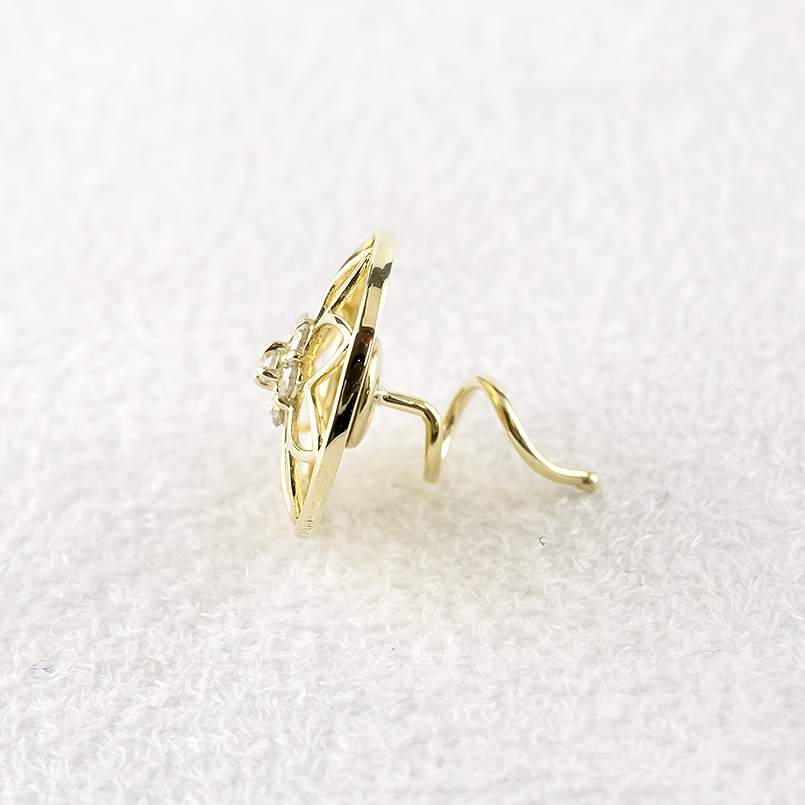 18金 ピアス レディース ダイヤモンド 0.2ct ペア ゴールド 18k キャッチのいらないピアス キャッチナッシャー 簡単装着 花 フラワー 人気 あすつく 送料無料の画像
