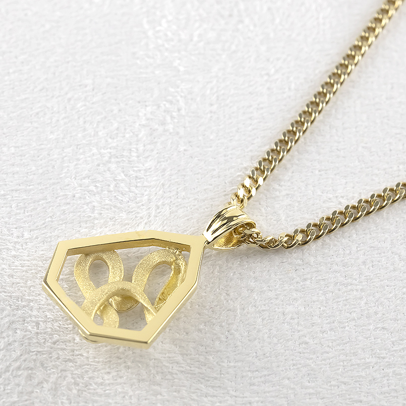 ゴールド ネックレス 蛇 ダイヤモンド 0.05ct ペンダントトップ 大ぶり お守り イエローゴールド 10k ヘビ スネーク 巳年 喜平 七角形 人気 男女兼用 送料無料の画像
