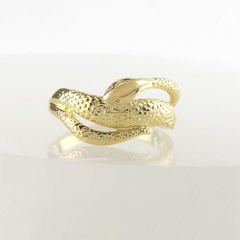 ジュエリー工房アトラス 18金 ピンキーリング 蛇 レディース 太め 幅広