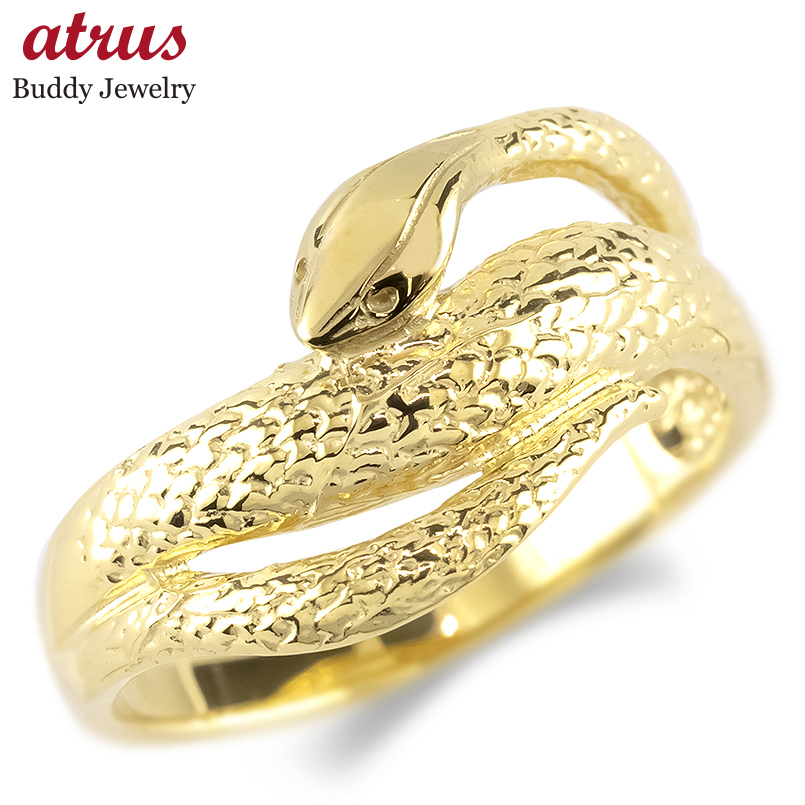 ジュエリー工房アトラス 18金 ピンキーリング 蛇 レディース 太め 幅広