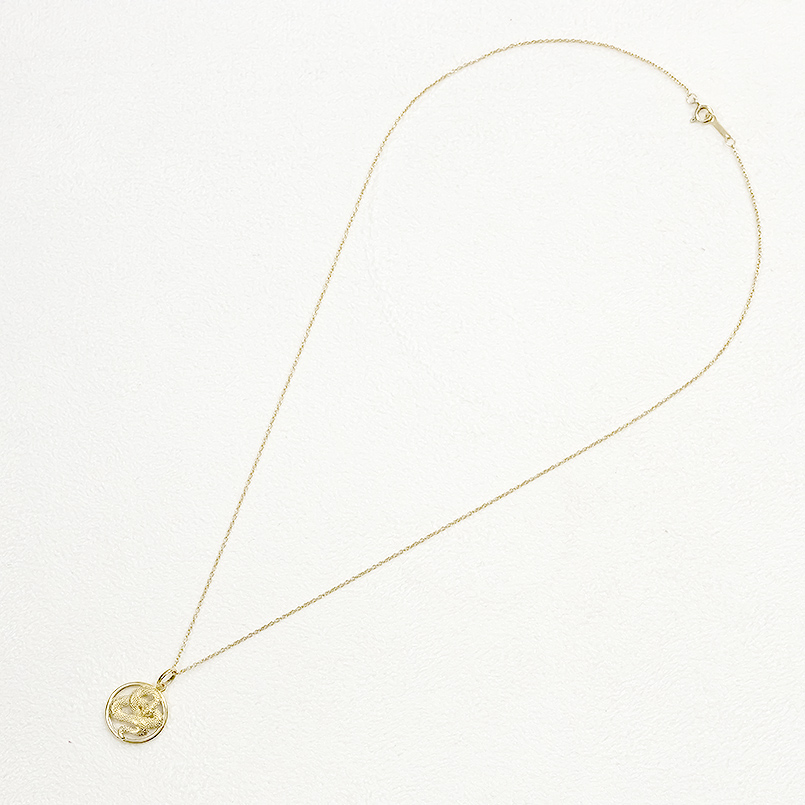18金 ネックレス 蛇 ダイヤモンド 0.01ct ペンダントトップ 大振り お守り ゴールド 18k へび ヘビ スネーク 巳年 人気 おしゃれ 男女兼用 送料無料 セール saleの画像
