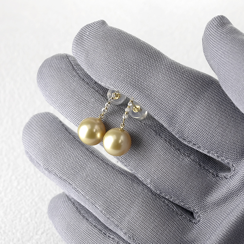 18金 ピアス パール 真珠 ダイヤモンド ペア レディース 揺れる ゆれる ゴールド 18k フォーマル 南洋白蝶貝 ゴールデンパール あすつく 送料無料 セール saleの画像