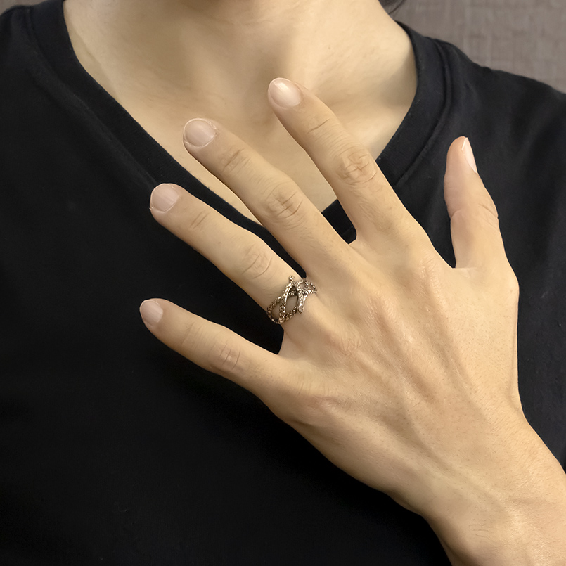 ジュエリー工房アトラス 18金 リング 蛇 ダイヤモンド 0.025ct 