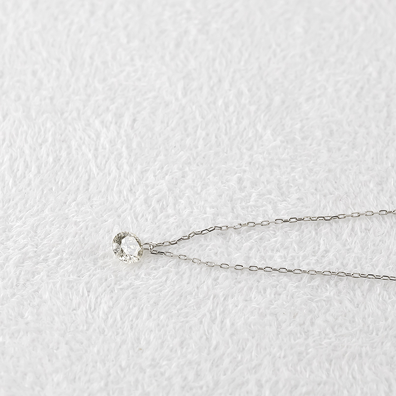 プラチナ ネックレス レディース ダイヤモンド 一粒 0.15ct pt850 レーザーホール アズキチェーン シンプル あすつく 人気 送料無料 セール saleの画像