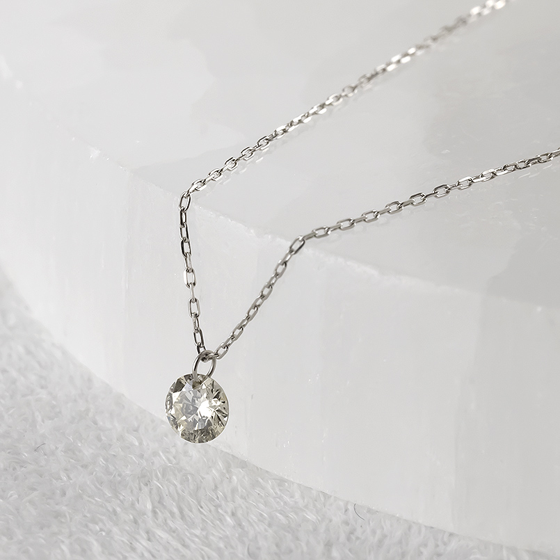 プラチナ ネックレス レディース ダイヤモンド 一粒 0.15ct pt850 レーザーホール アズキチェーン シンプル あすつく 人気 送料無料 セール saleの画像