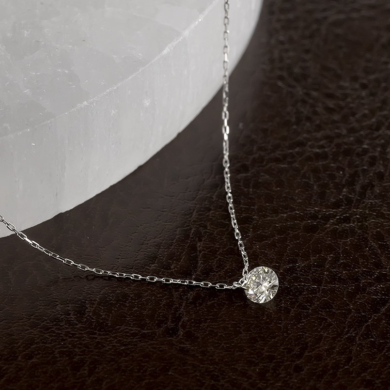 プラチナ ネックレス レディース ダイヤモンド 一粒 0.15ct pt850 レーザーホール アズキチェーン シンプル あすつく 人気 送料無料 セール saleの画像