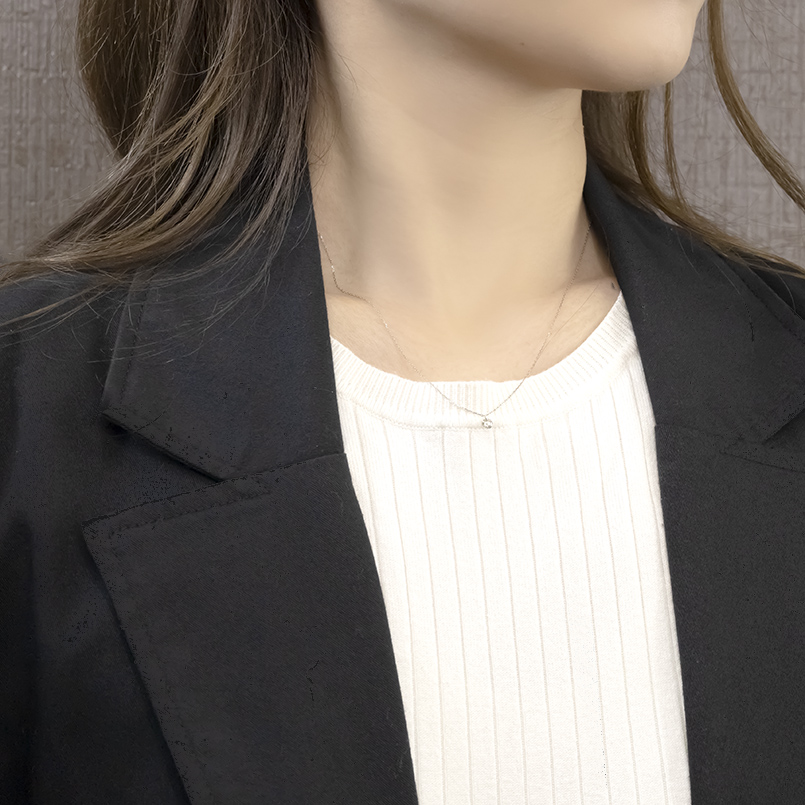 プラチナ ネックレス レディース ダイヤモンド 一粒 0.15ct pt850 レーザーホール アズキチェーン シンプル あすつく 人気 送料無料 セール saleの画像
