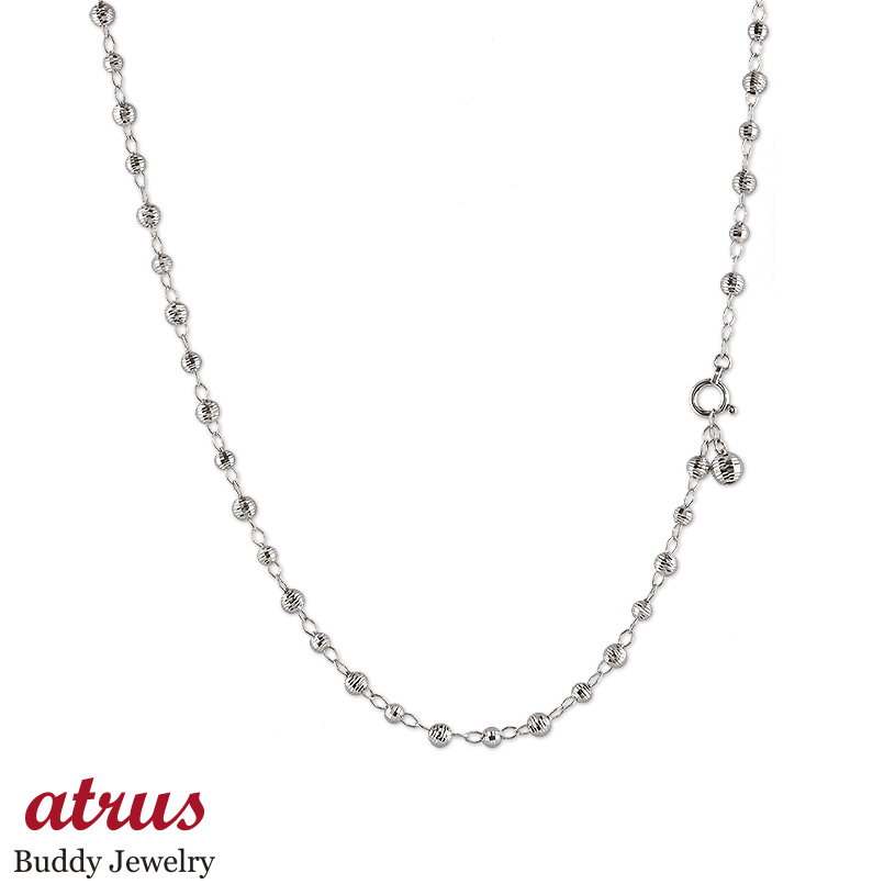 18金 ネックレス レディース チェーンのみ 70cm ミラーボール ロング  