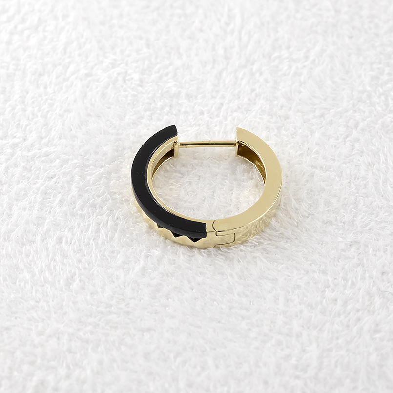 ジュエリー工房アトラス 18金 フープピアス ブラックオニキス ペア