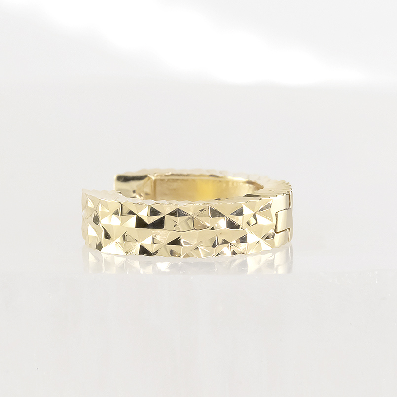 18金 フープピアス 片耳 大ぶり メンズ 中折れ式 ピアス ゴールド 18k イエローゴールド リング カット 普段使い 人気 あすつく 送料無料 セール saleの画像