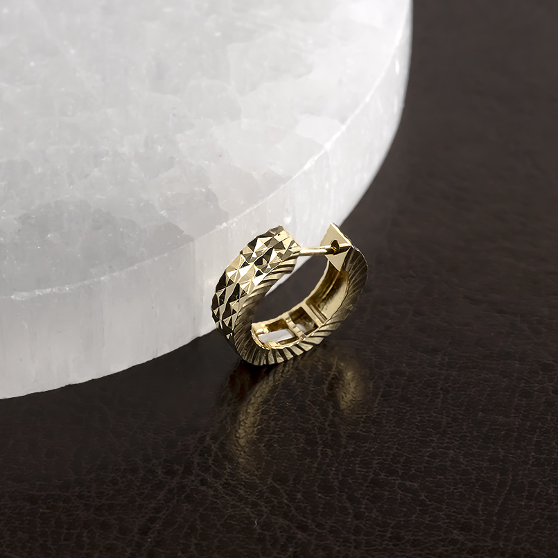 18金 フープピアス 片耳 大ぶり メンズ 中折れ式 ピアス ゴールド 18k イエローゴールド リング カット 普段使い 人気 あすつく 送料無料 セール saleの画像
