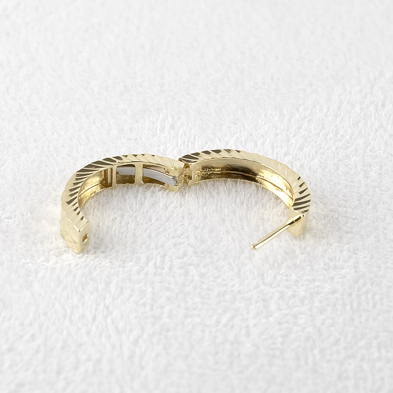 18金 フープピアス ペア 大ぶり メンズ 中折れ式 ピアス ゴールド 18k イエローゴールド リング カット 普段使い 人気 あすつく 送料無料 セール saleの画像