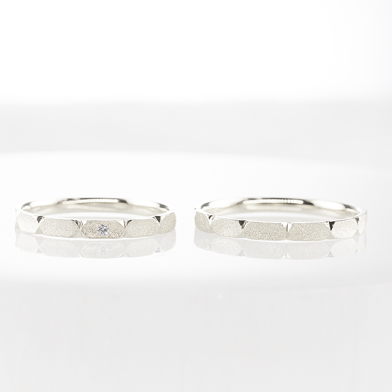 シルバー ペアリング ダイヤモンド 2本セット sv925 結婚指輪 指輪 ペア マリッジリング シンプル ストレート ダイヤモンドダスト 送料無料 セール saleの画像