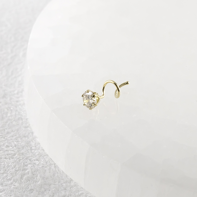 18金 ダイヤモンド 0.3ct ピアス 片耳 ベリーライトブラウン ゴールド18k 簡単装着 キャッチのいらないピアス キャッチナッシャー 男女兼用 あすつく 送料無料の画像
