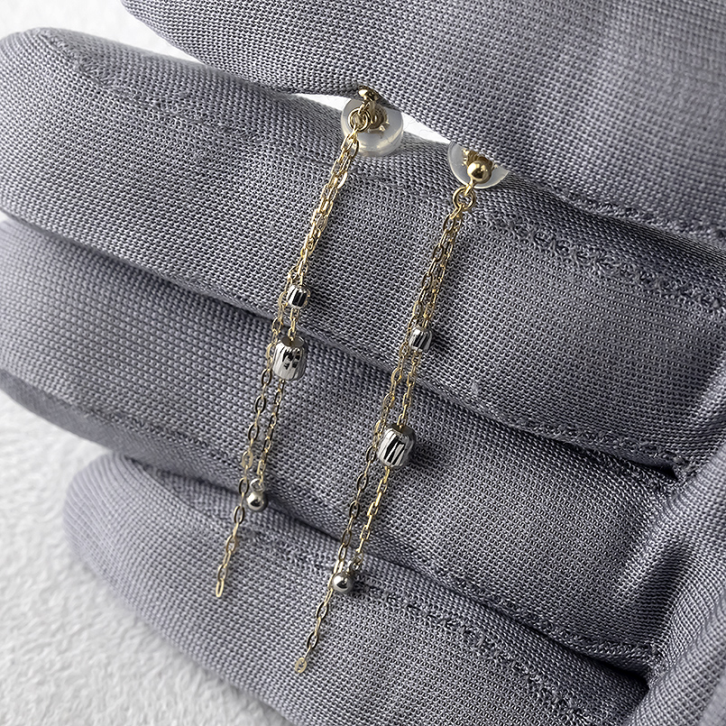 18金 プラチナ ロングピアス ペア レディース 揺れる ゆれる ゴールド 18k pt900 アズキチェーン コンビ シンプル 普段使い あすつく 送料無料 セール saleの画像