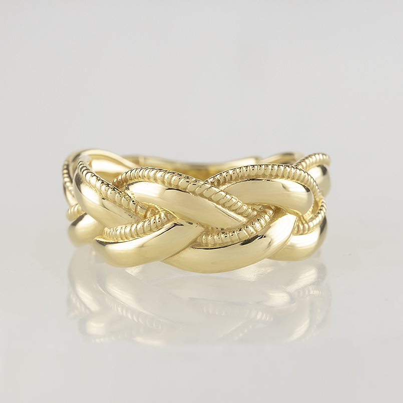 ジュエリー工房アトラス 18金 リング 幅広 太め レディース 編み込み