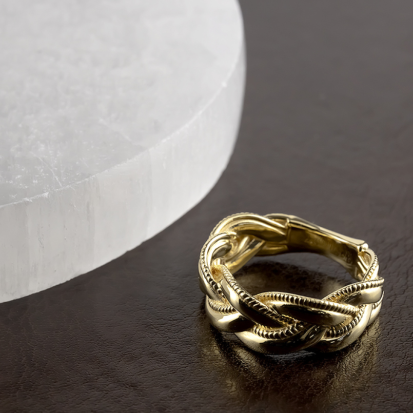 ジュエリー工房アトラス 18金 リング 幅広 太め レディース 編み込み