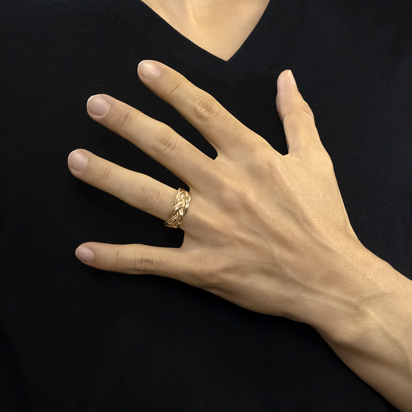 ジュエリー工房アトラス 18金 リング 幅広 太め レディース 編み込み