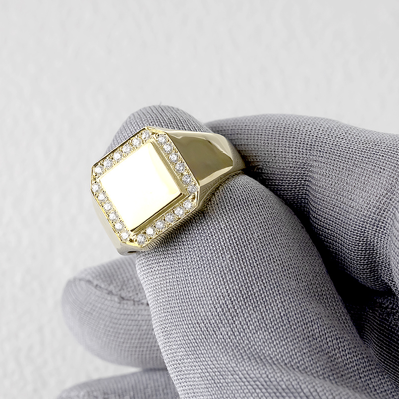ジュエリー工房アトラス ゴールド リング 印台 ダイヤモンド 0.24ct 