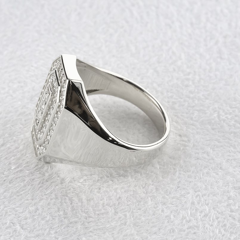シルバー リング 印台 ダイヤモンド 0.62ct メンズ 幅広 太め sv925 指輪 ダイヤ シンプル カレッジリング おしゃれ 人気 送料無料 セール saleの画像