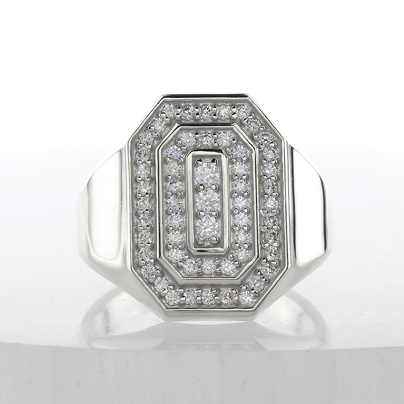 シルバー リング 印台 ダイヤモンド 0.62ct メンズ 幅広 太め sv925 指輪 ダイヤ シンプル カレッジリング おしゃれ 人気 送料無料 セール saleの画像