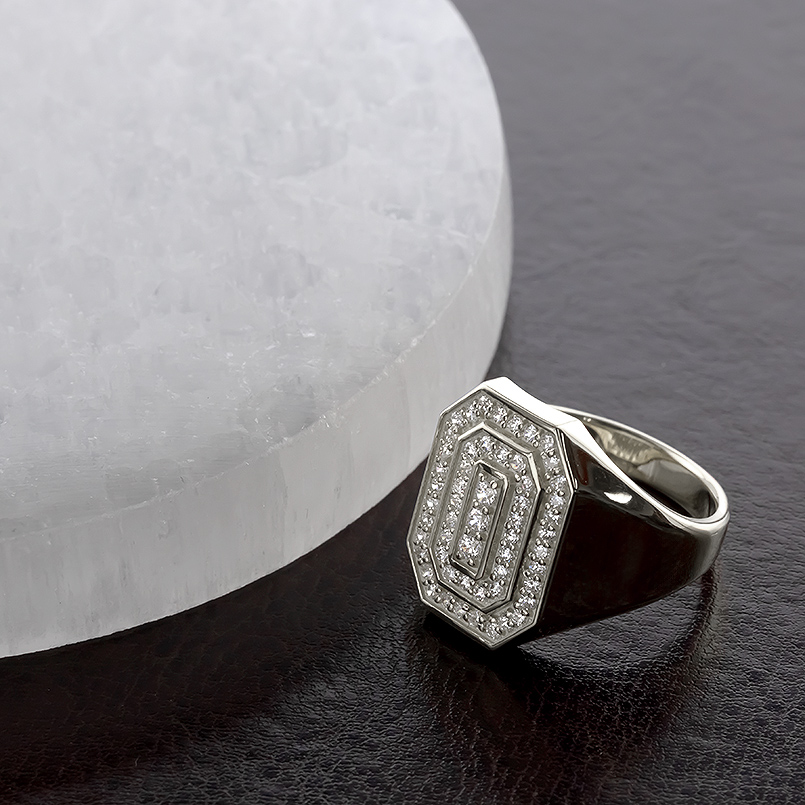 シルバー リング 印台 ダイヤモンド 0.62ct メンズ 幅広 太め sv925 指輪 ダイヤ シンプル カレッジリング おしゃれ 人気 送料無料 セール saleの画像