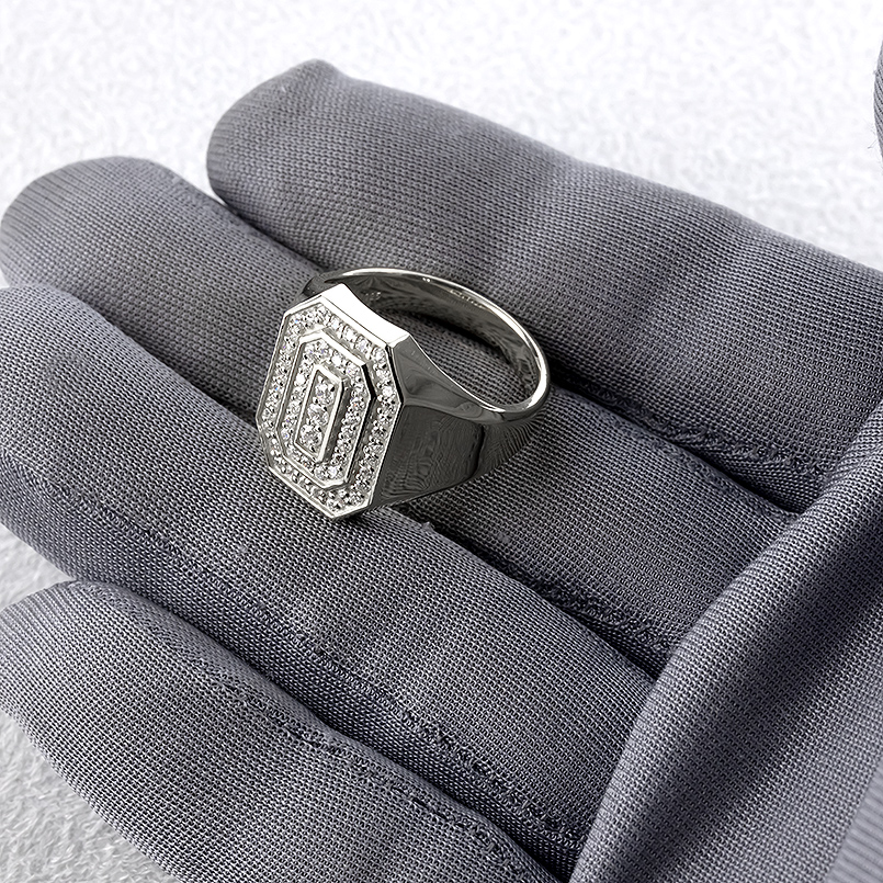 シルバー リング 印台 ダイヤモンド 0.62ct メンズ 幅広 太め sv925 指輪 ダイヤ シンプル カレッジリング おしゃれ 人気 送料無料 セール saleの画像