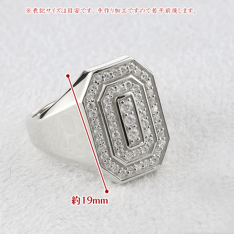 シルバー リング 印台 ダイヤモンド 0.62ct メンズ 幅広 太め sv925 指輪 ダイヤ シンプル カレッジリング おしゃれ 人気 送料無料 セール saleの画像