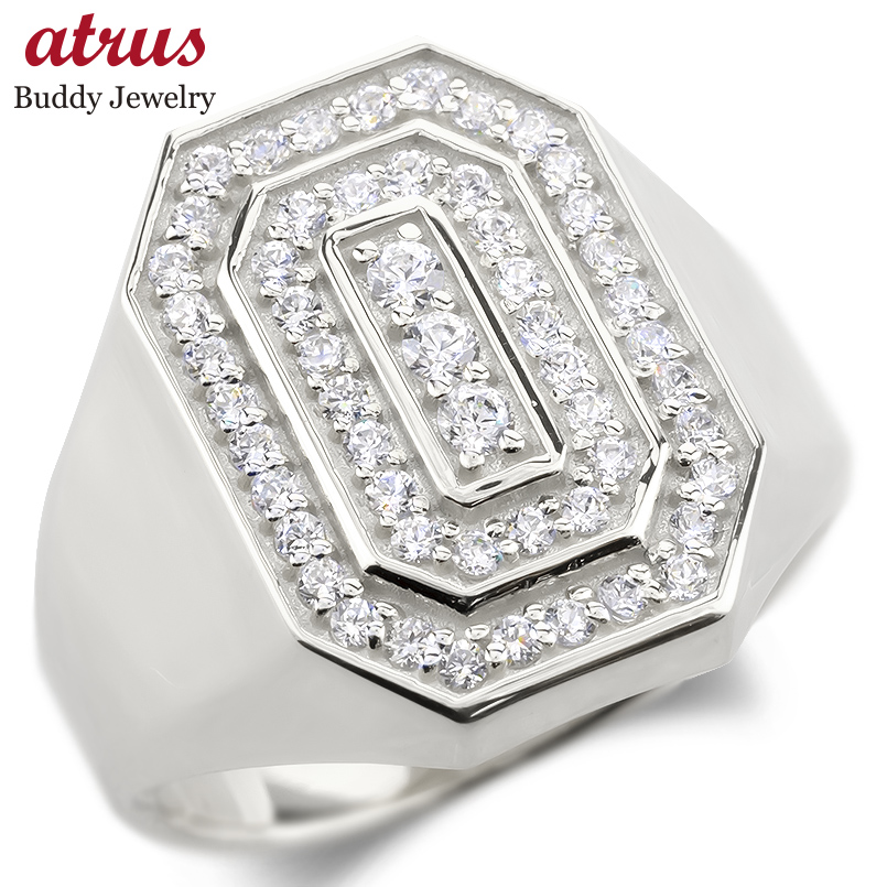 シルバー リング 印台 ダイヤモンド 0.62ct 幅広 太め sv925 指輪 ダイヤ シンプル カレッジリング おしゃれ 人気 男女兼用 送料無料 セール sale