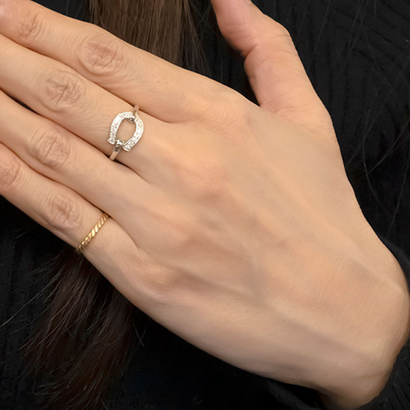 プラチナ リング ダイヤモンド 0.2ct 馬蹄 メンズ お守り 指輪 pt900 ホースシュー 蹄鉄 ダイヤ 婚約指輪 ピンキーリング 送料無料 セール saleの画像