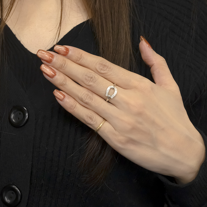 プラチナ リング ダイヤモンド 0.2ct 馬蹄 レディース お守り 指輪 pt900 ホースシュー 蹄鉄 ダイヤ 婚約指輪 ピンキーリング 送料無料 セールの画像