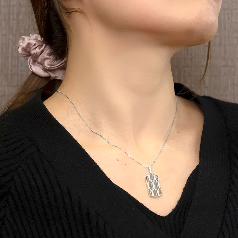 プラチナ ネックレス ダイヤモンド 0.25ct プレート メンズ 大ぶり ペンダントトップ 45cm スライド式 延長 ベネチアン トップ pt900 pt850 あすつく 送料無料の画像