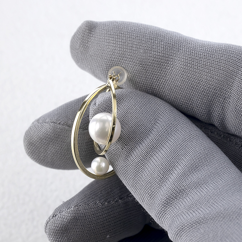 18金 フープピアス 真珠 パール 2連 ゴールド 18k ピアス フープ ペア 大ぶり イエローゴールドk18 フォーマル アコヤ真珠 あすつく 男女兼用 セール saleの画像