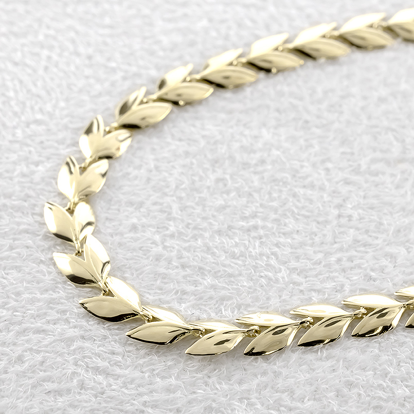 18金 ブレスレット 幅広 太め リーフ レディース アジャスター チェーン 19cm ゴールド 18k 地金 女性 春 夏 シンプル おしゃれ あすつく 送料無料 セール saleの画像