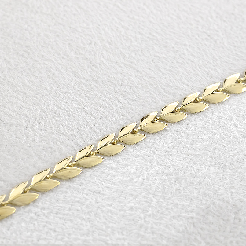 18金 ブレスレット 幅広 太め リーフ レディース アジャスター チェーン 19cm ゴールド 18k 地金 女性 春 夏 シンプル おしゃれ あすつく 送料無料 セール saleの画像