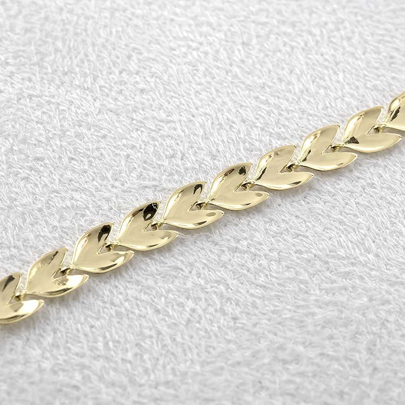 18金 ブレスレット 幅広 太め リーフ レディース アジャスター チェーン 19cm ゴールド 18k 地金 女性 春 夏 シンプル おしゃれ あすつく 送料無料 セール saleの画像